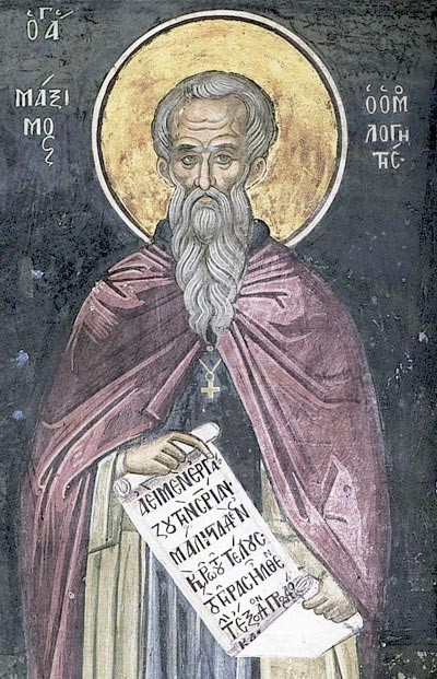 Athonitisches Fresko des heiligen Maximus Confessor