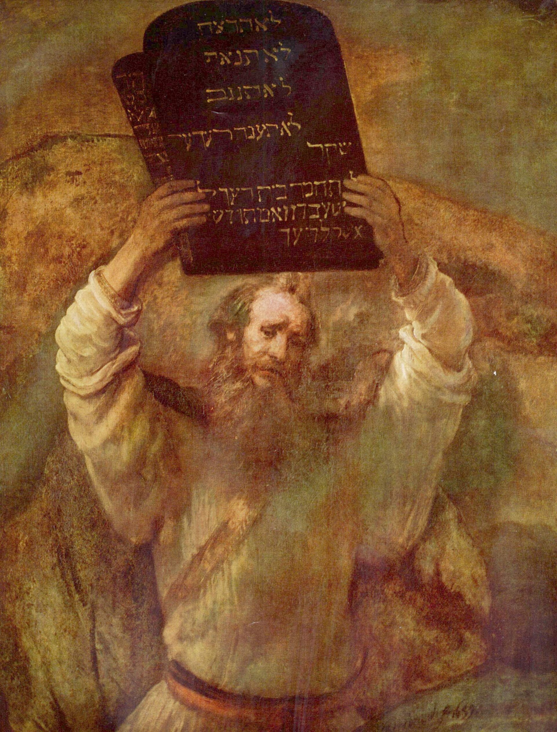 Mozes met de tafelen van de wet, schilderij van Rembrandt